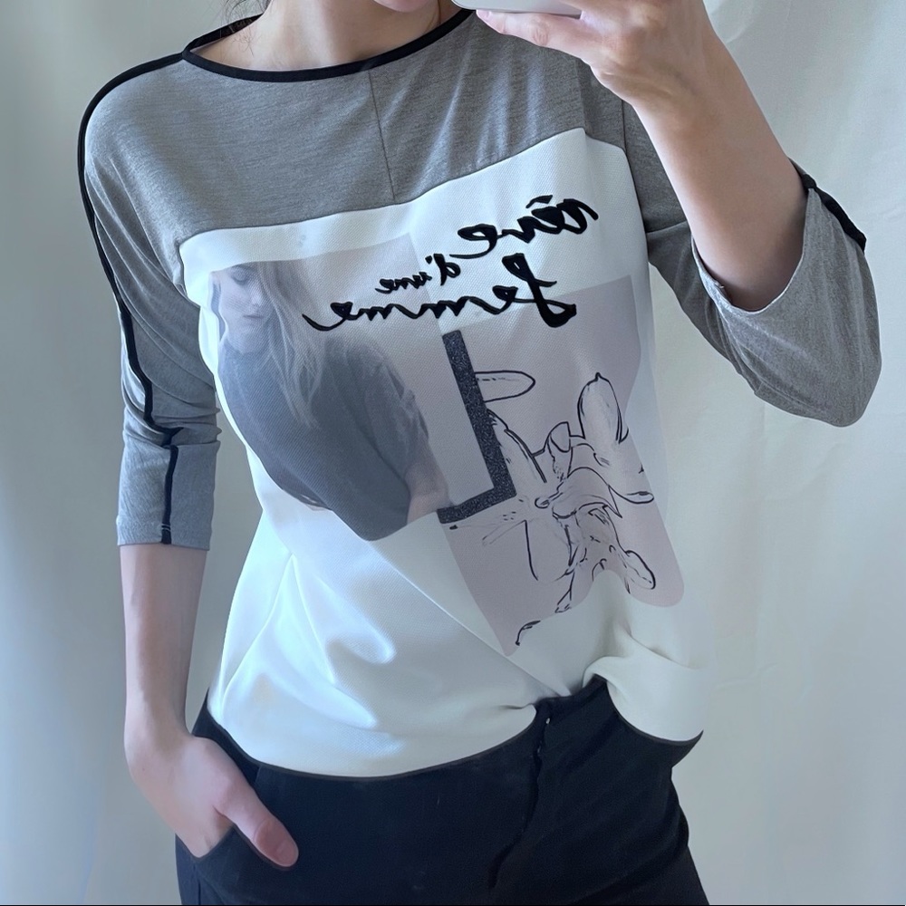 Zara Black and White French Blouse
